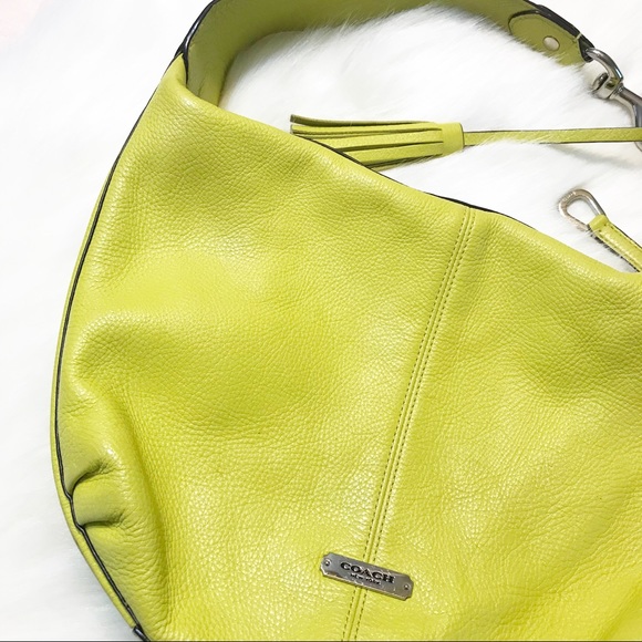Coach Handbags - Coach ⚜️ Chartreuse Leather Shoulder Bag